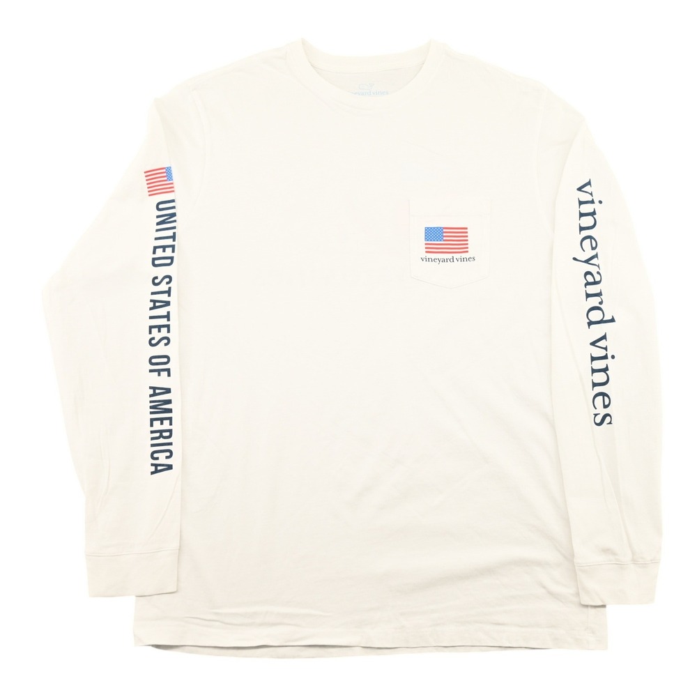 100% Cotton Vineyard Vines Mens L Space Whale Astronaut Long Sleeve Pocket Tee